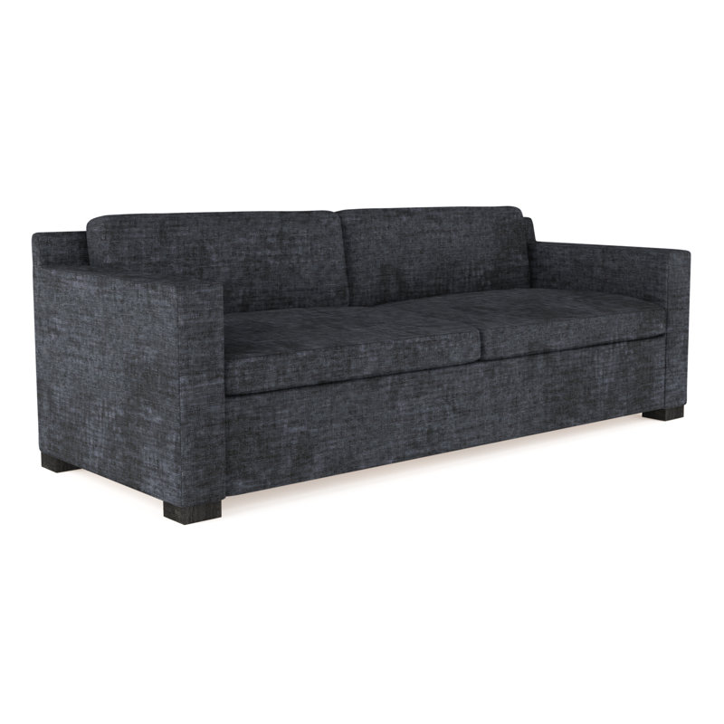 Mercer Track-Arm Sofa, 33.5" H x 84" W x 39" D, Box Weave Linen Alabaster, Ebony