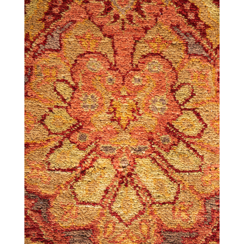 Tapis unique noué à la main rose 8 pi x 9 pi 8 po Keenan