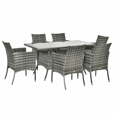 Wicker and Steel Patio Dining Set Table,