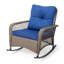 Chaise berçante d'extérieur en rotin avec coussin-646829745