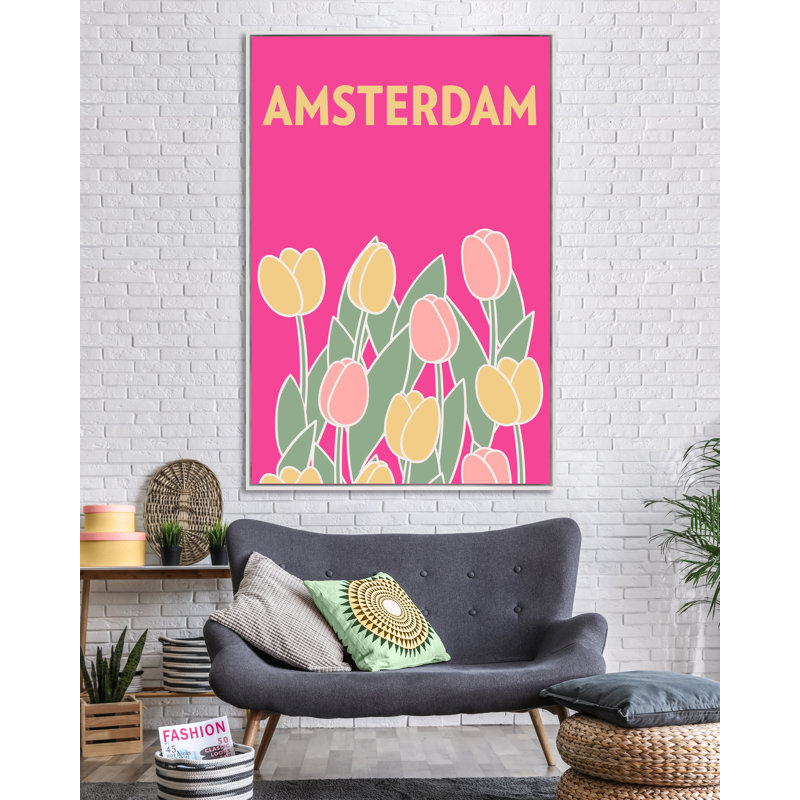 Amsterdam Print, Gray Framed, 40" H x 26" W