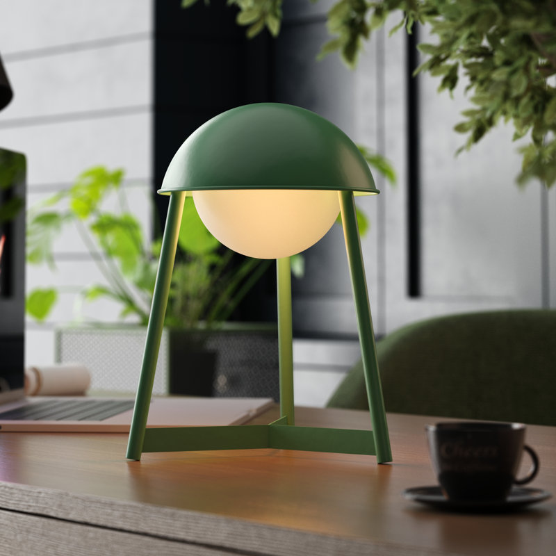 HELMET Rechargeable Cordless LED Table Lamp, 3-Levels Brightness Touch Sensor Control, Moss, Green