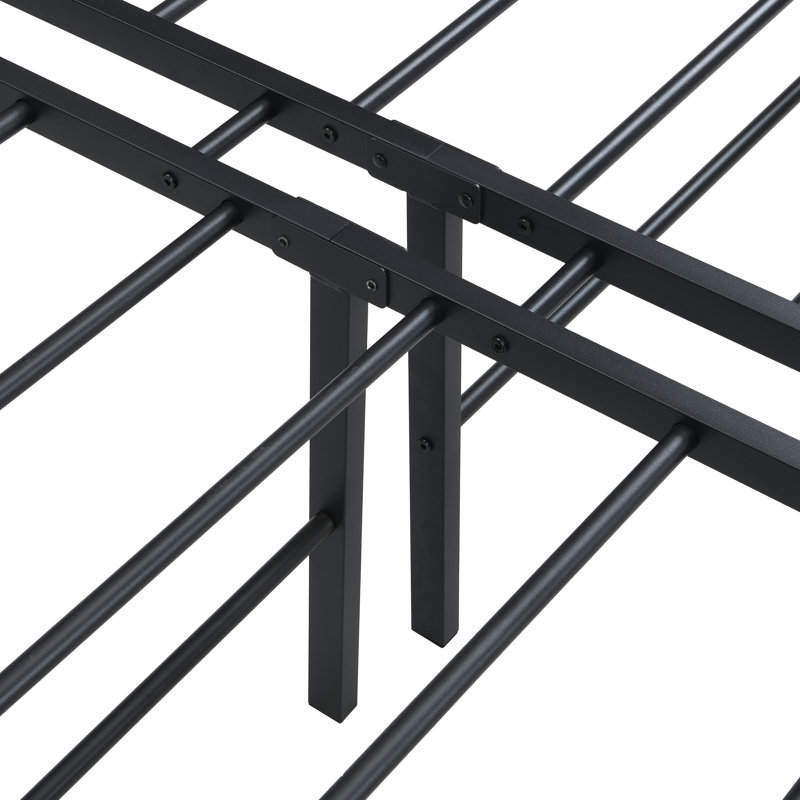 Queen Size Metal Bed Frame, Black Finish, Fast Assembly, No Squeaking, 1000 - Pound Capacity, Reinforced Slats For Mattress Support, Under Storage Space, Holes On Legs Heavy Duty Simple & Quick Quiet
