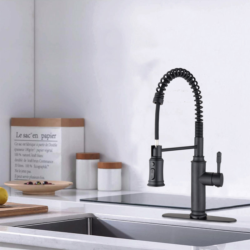 Robinet de cuisine tactile avec douchette extractible, Noir mat