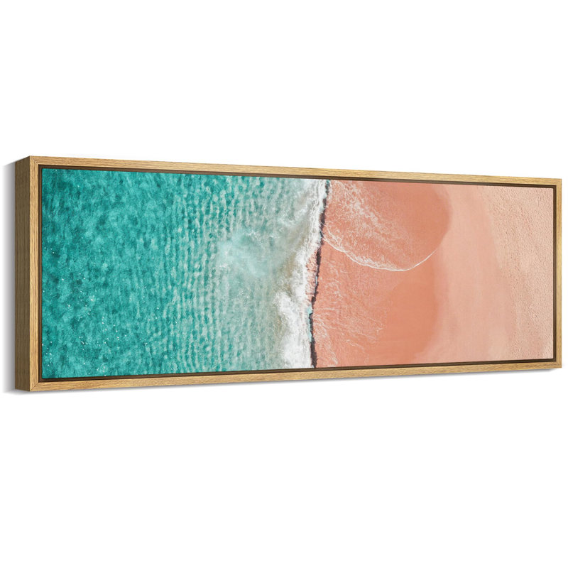 Bord de plage côtier, eau cristalline et rayures de plage de sable, H 20 po x l 60 po, Naturel