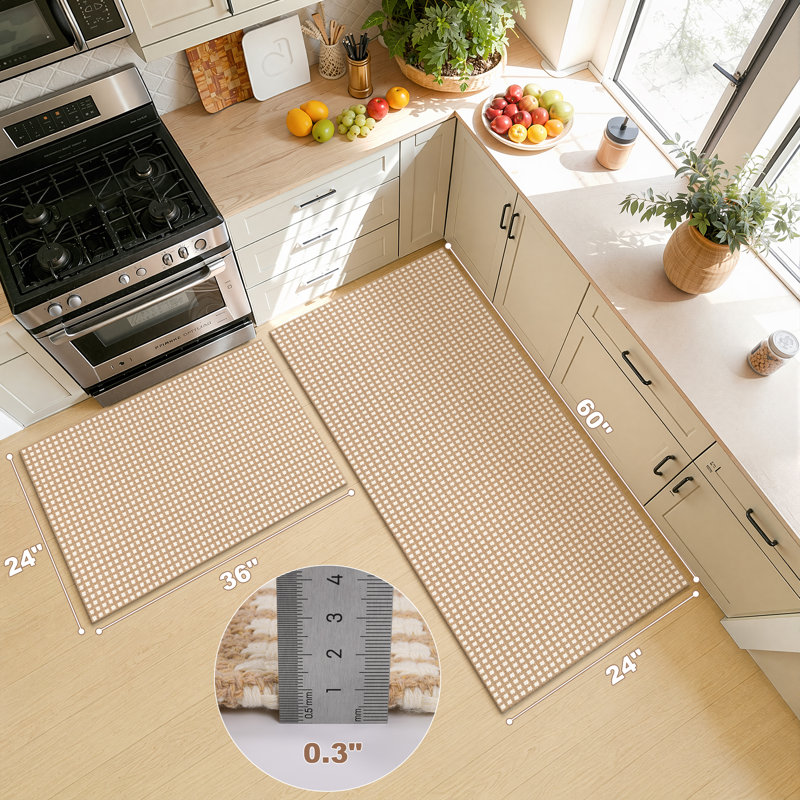 Tapis de cuisine surdimensionné en coton antidérapant (paquet de 2), Rectangle 5 pi x 2 pi