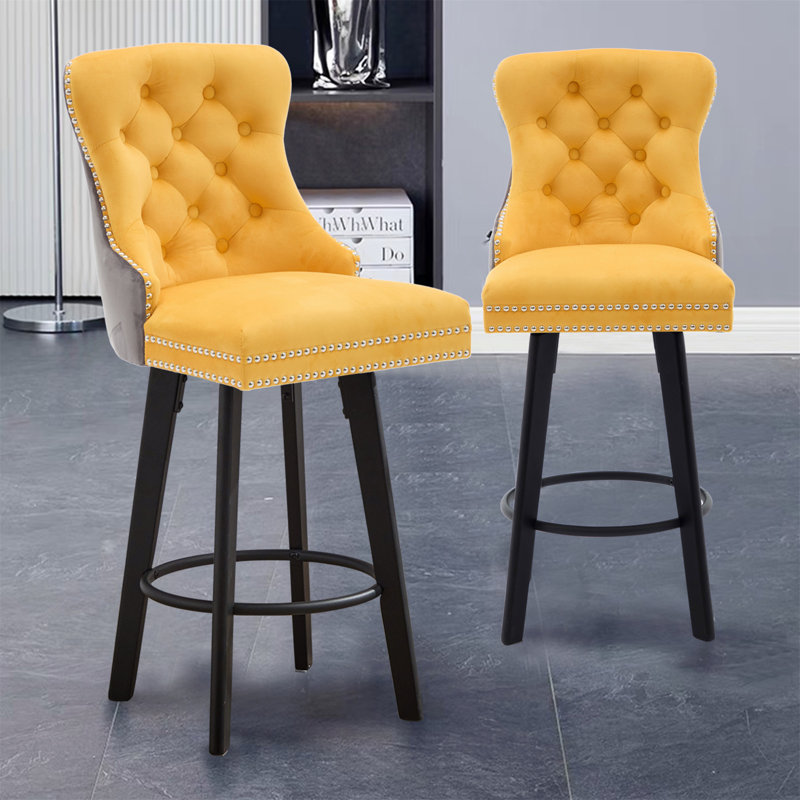 Tabourets de bar pivotants Modern, Jaune, 2