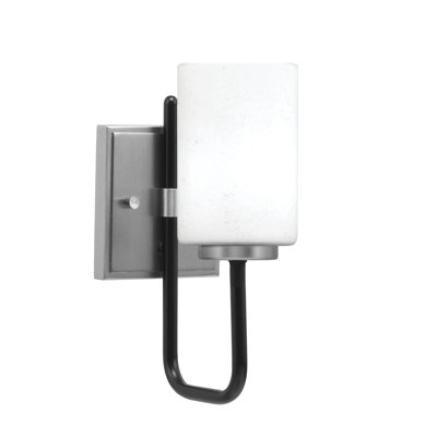Applique murale 1 lumière Amarmula, finition noir mat et graphite, verre mousseline blanc 4 po
