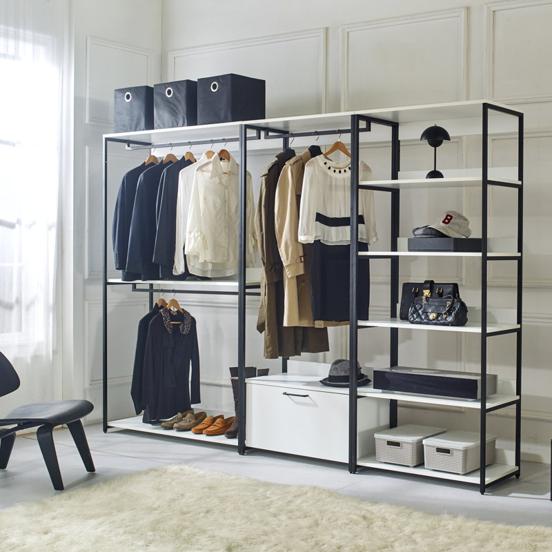 Tablette très profonde - Rangez les articles les plus volumineux. Structure en métal blanc pour garde-robe, rangement, eau et chaleur, égratignure, panneau E0, épaisseur double, construction modulaire