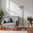 Retro Floor Lamp with Matte Black Pole and Adjustable Jumbo Antique Brass Metal Shade