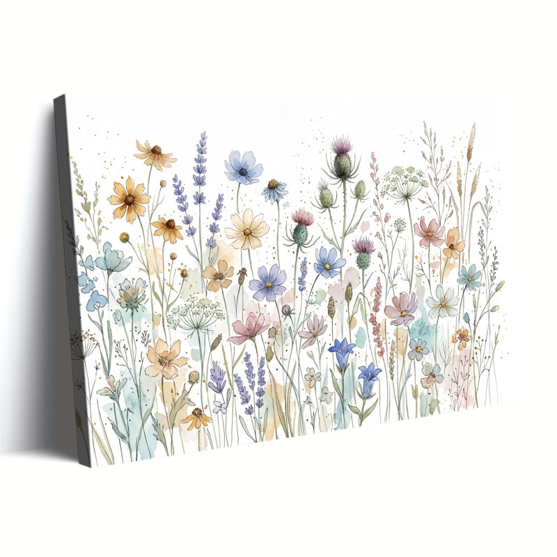 «Watercolor Delicate Wildflowers», reproduction d'impression sur toile tendue, 20 x 30 po