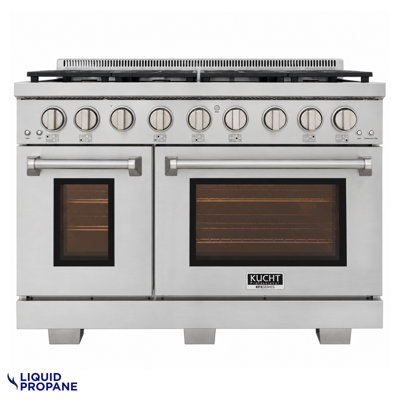 KUCHT Professional 48 in. 6.4 cu. ft. Propane Gas Range Two Ovens - One Convection - in Stainless Steel with True Simmer Burners