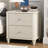 Beige 21.65" Wide Fluted Wooden Nightstand, Metal Handle Multi-Scene Storage Side Table-2120705146-2120705140
