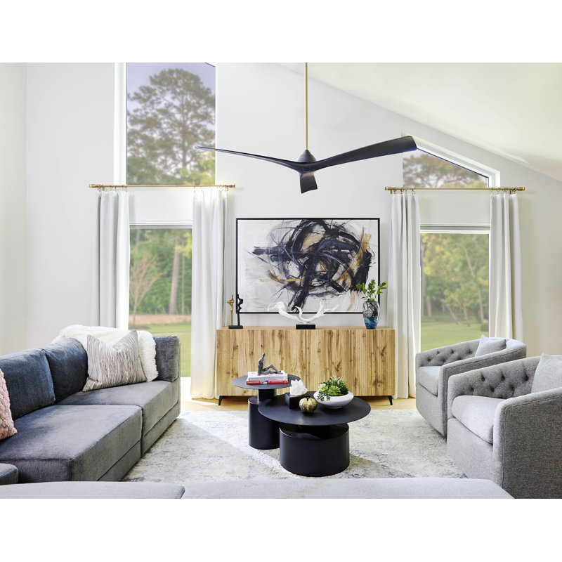 Ventilateur de plafond Keyandre, 64 po de largeur, Noir