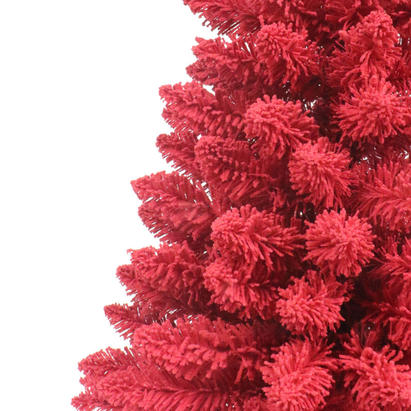 Arbre rouge artificiel enneigé 3 pi