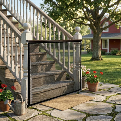 Filet de sécurité pour enfants sans perçage L 18 pi x H 2,66 pi, garde-corps pour balcon, protection d'escalier pour enfants, petits animaux de compagnie et jouets, intérieur / extérieur, noir