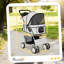 Pet Stroller Carrier Foldable Deluxe Walk Travel Dog Grey
