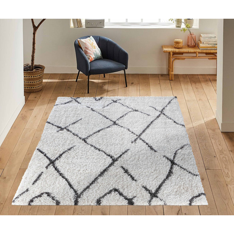 Tevis Geometric Shag Area Rug, Rectangle 160 x 230cm