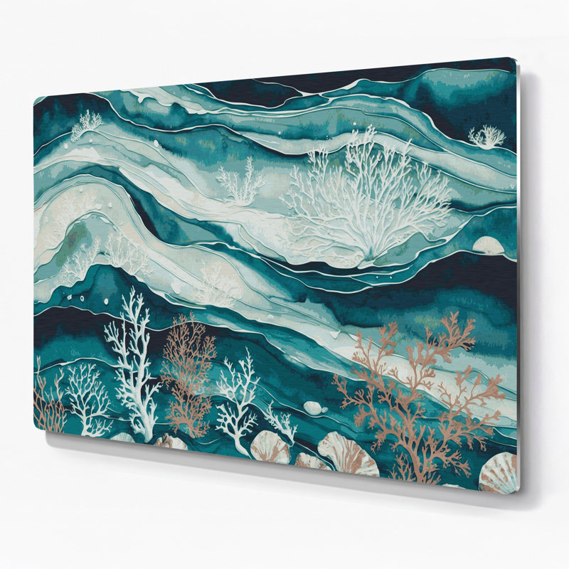 «Coastal Marine Texture Study», art mural en métal bleu, H 11 po x l 14 po