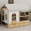Lit maison avec grands tiroirs-676225264