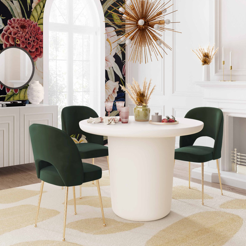 49cm H Velvet Upholstered Side Chair, Forest Green