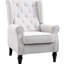 Fauteuil à boutons de couleur crème, pieds carrés, pour chaise de salon avec base blanche et base stable