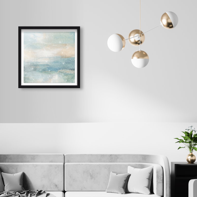 Turquoise Echoes II Shadowbox Abstract Print by Oliver Gal, Black Frame, 12 x 12, 21.5"H x 21.5"W, Black Frame
