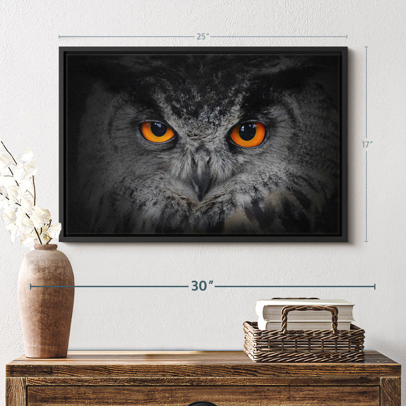 " Mesmerizing Gray Owl Canvas Print ", 17" H x 25" W