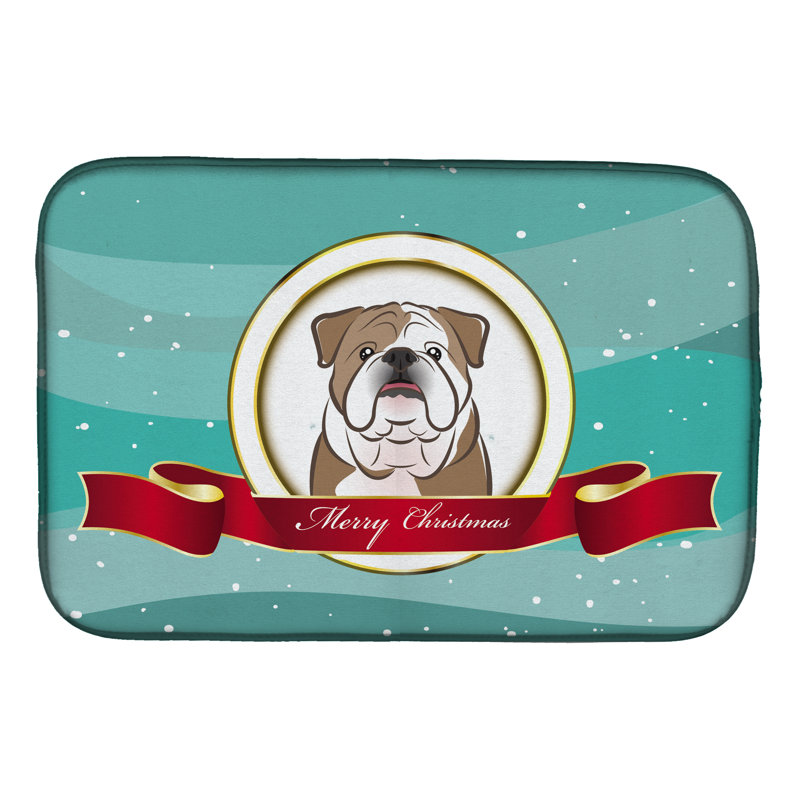 Tapis de séchage de noël english bouledogue merry