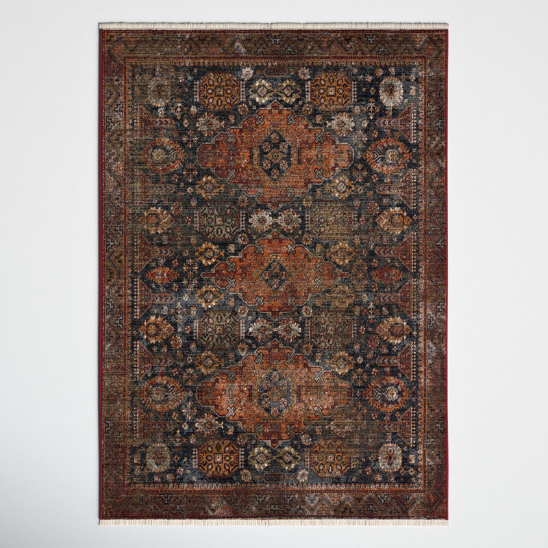 Miko Soft Power-Loomed Oriental Area Rug with Distressed Medallion by Jaipur Living, Rectangle 5' x 8'