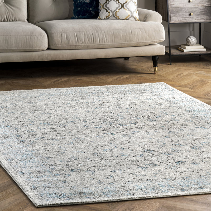 Askel Floral & Paisley Area Rug for Living Room Bedroom Dining Room Kitchen, Aqua/Ivory, Rectangle 10' x 14'
