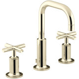 Kohler Purist® Widespread Bathroom Faucet with Pop-Up Drain Assembly, 3-Hole High Arc Cross Handle Bathroom Sink Faucet, 1.2 gpm
