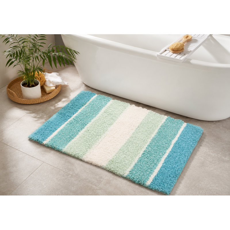Tapis pour salle de bain Cervantez, Aigue-marine / turquoise, L 24 po x L 40 po