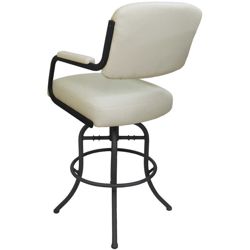 Tabouret de comptoir pivotant 26 po Gurpal, Vinyle beige / cadre gris