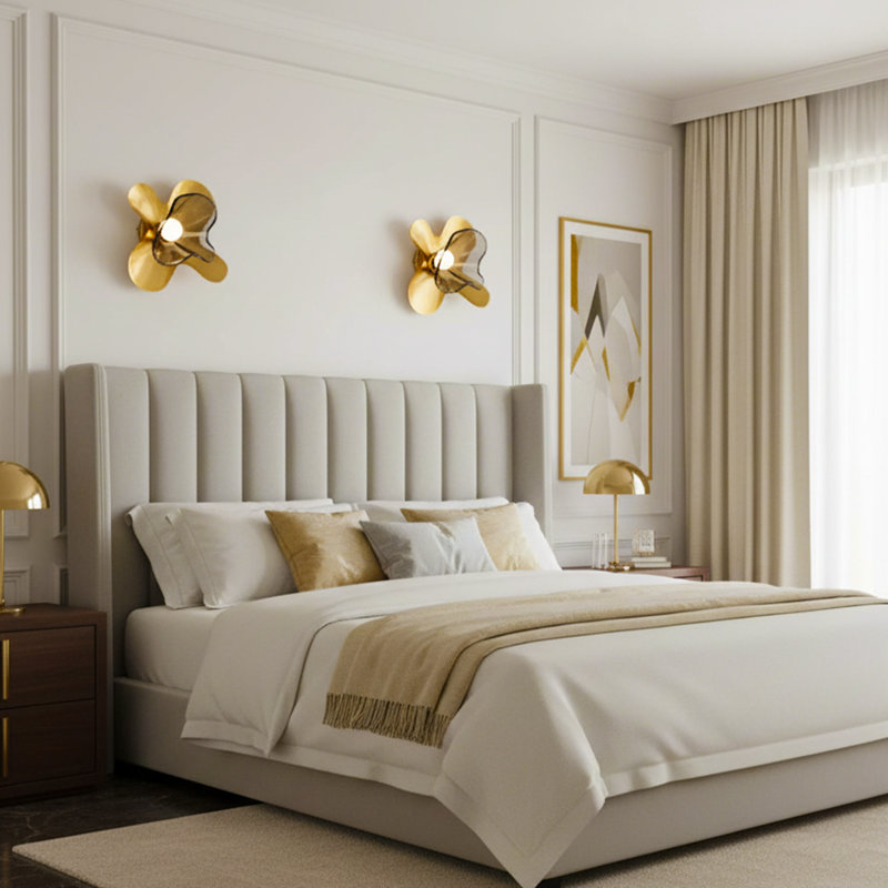 Butterfly Wall Sconce – Elegant Brass – Glass Lighting Design & Color Options, Gray