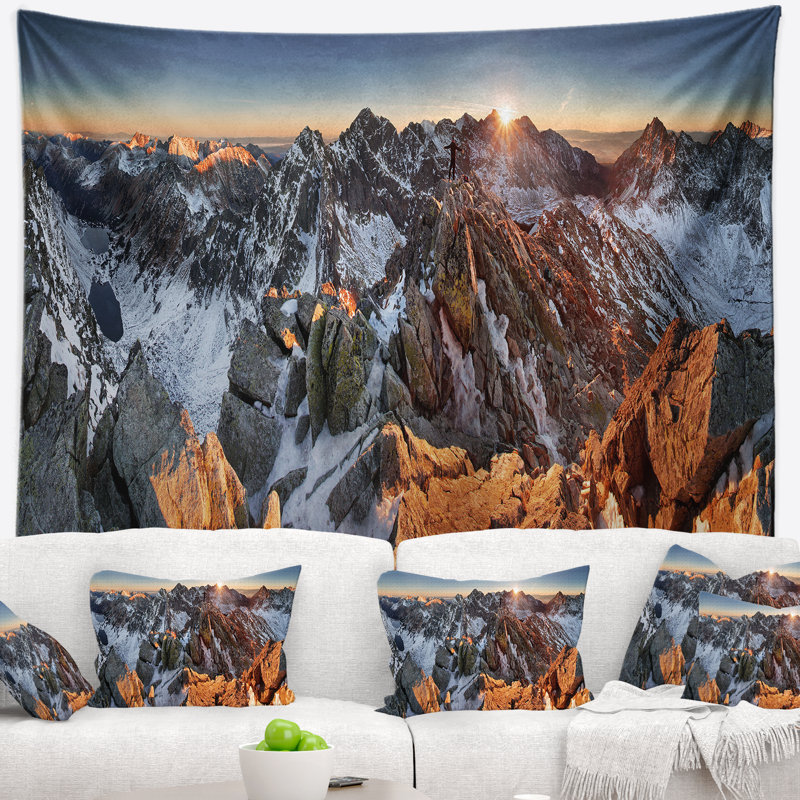 Paysage de haute montagne avec tapisserie du lac, H 50 po x l 60 po