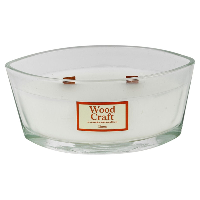 Linen Scented Jar Candle with Glass Holder