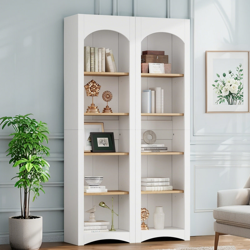 72" Tall Bookcase (Set of 2), White