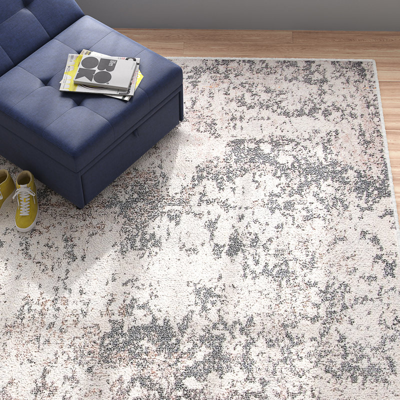 Elegant Grey/Ivory Synthetic 10' x 14' Easy-Care Area Rug
