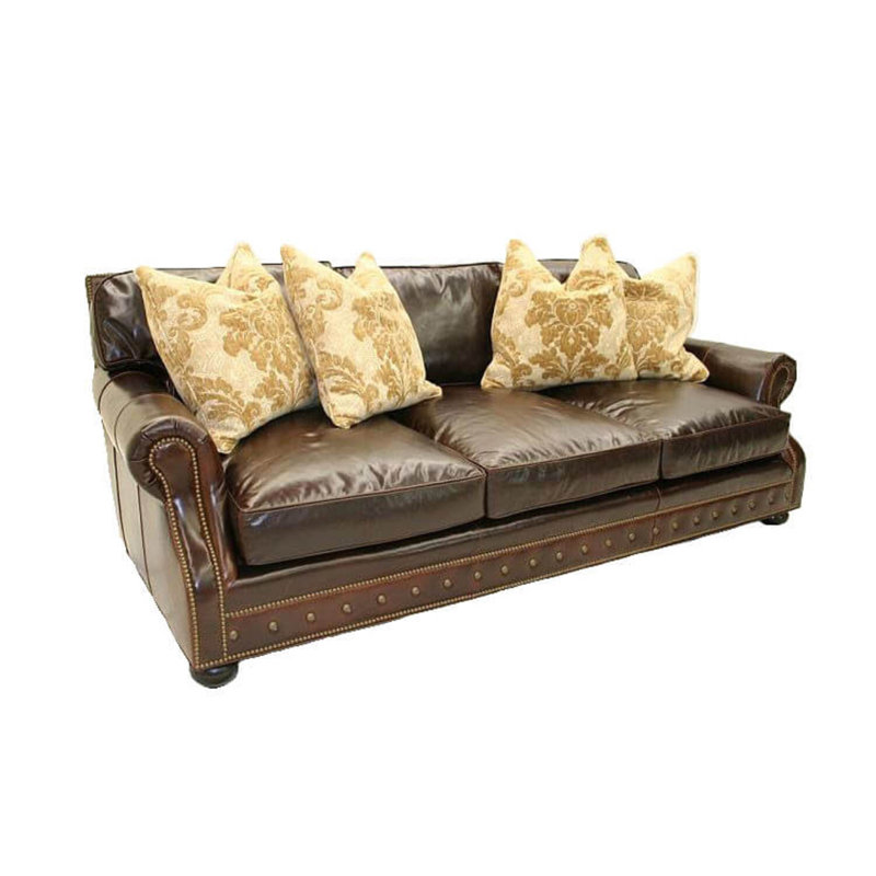 Leather Sofa, Hair Hide Brown/White, Old Silver, French Dark Chocolate