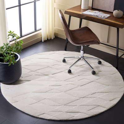 Tapis ivoire en laine / coton touffeté à la main Rodeo Drive