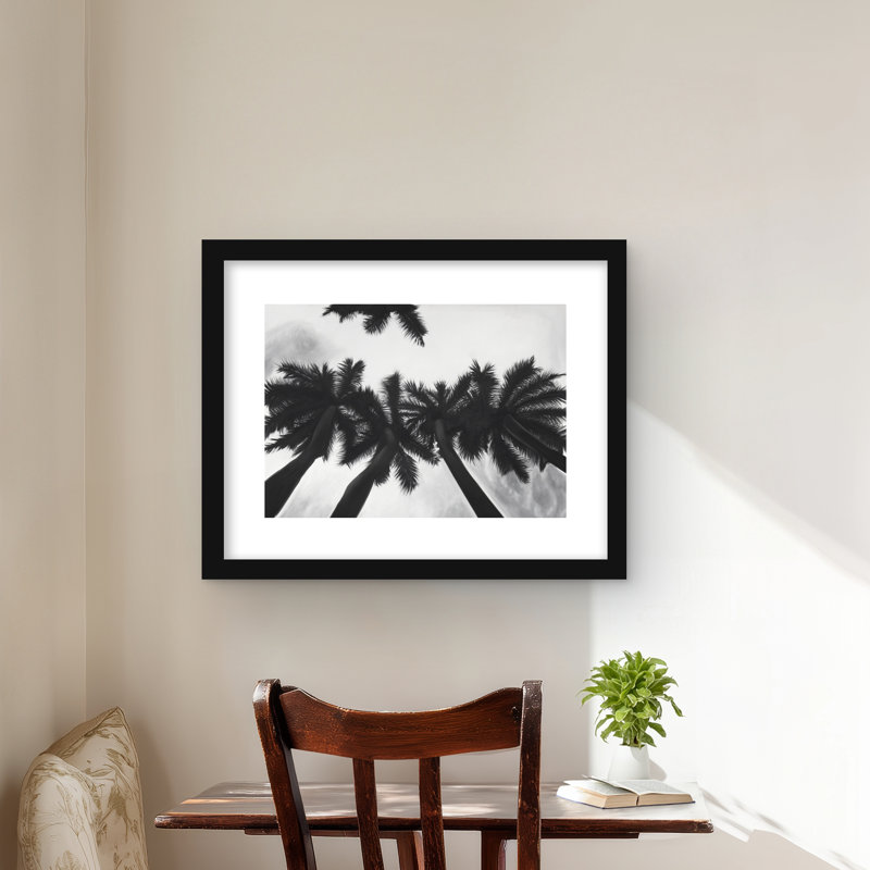 Palmiers monochromes | Impression florale encadrée pour la décoration intérieure, Noir