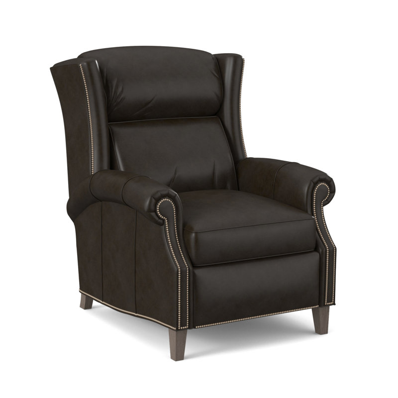 Broderick Recliner, #9 Nickel, Outsider Raven Genuine Leather, Stone