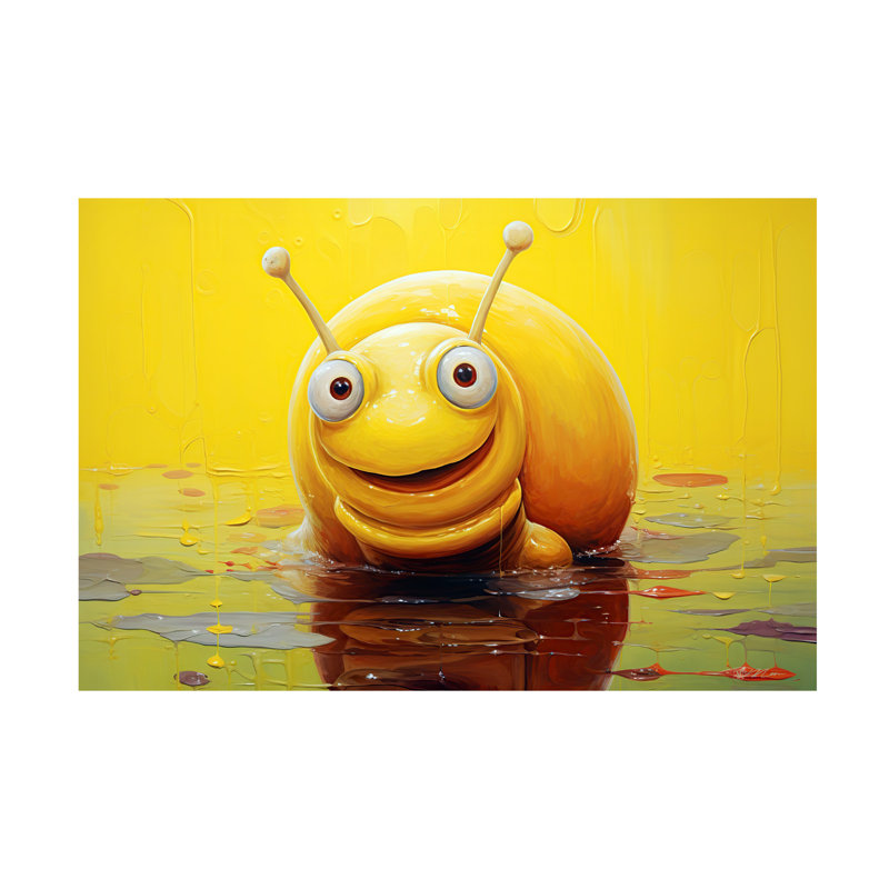 «Yellow Snail On Canvas» par Momart, reproduction, H 30 po x l 47 po x P 2 po