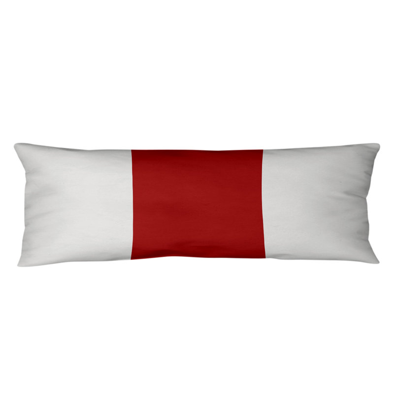 Abel Polyester Medium Pillow, White/Red Middle