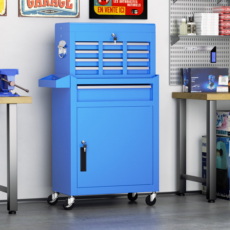 5 Drawers Rolling Tool Chest , 2-in-1 Detachable Metal Tool Cabinet with Lockable Wheels, Blue