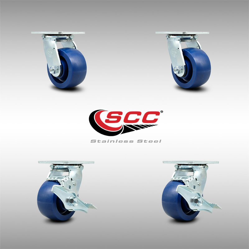 4 Piece Steel Solid Poly Caster Set