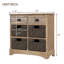 Armoire de rangement rustique avec deux tiroirs et quatre paniers en rotin classique-1678317984