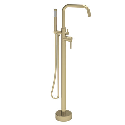 Robinet de baignoire autoportant avec douche à main et poignée double Faelan