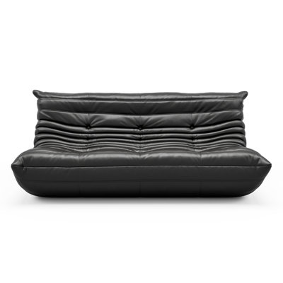 Armless Large Microfiber Leather 3-Seat Bean Bag Sofa, Soft Armless Fireside Lounge Chair